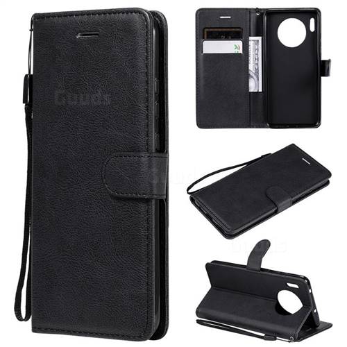 Retro Greek Classic Smooth PU Leather Wallet Phone Case for Huawei Mate 30 - Black