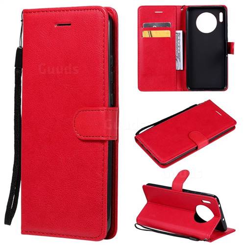 Retro Greek Classic Smooth PU Leather Wallet Phone Case for Huawei Mate 30 - Red