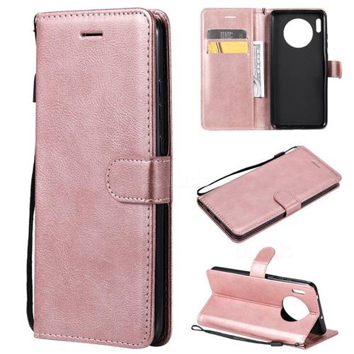 Retro Greek Classic Smooth PU Leather Wallet Phone Case for Huawei Mate 30 - Rose Gold