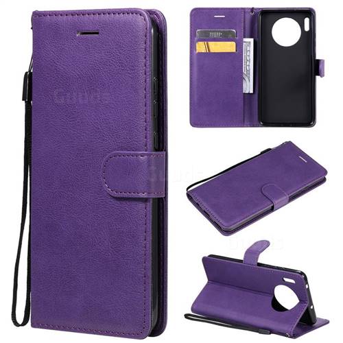 Retro Greek Classic Smooth PU Leather Wallet Phone Case for Huawei Mate 30 - Purple