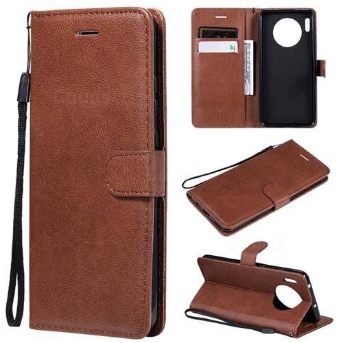 Retro Greek Classic Smooth PU Leather Wallet Phone Case for Huawei Mate 30 - Brown