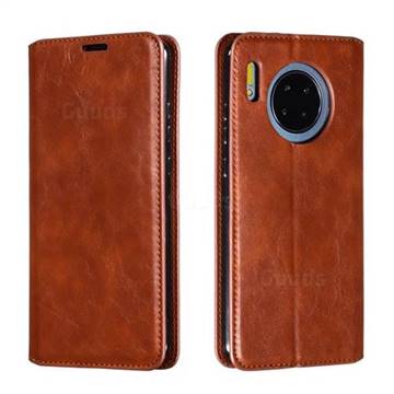 Retro Slim Magnetic Crazy Horse PU Leather Wallet Case for Huawei Mate 30 - Brown