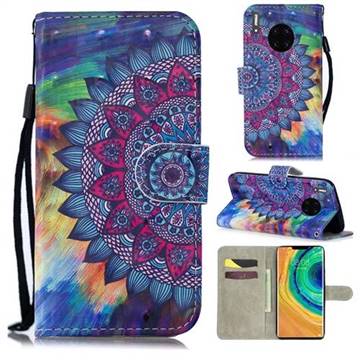 Oil Painting Mandala 3D Painted Leather Wallet Phone Case for Huawei Mate 30