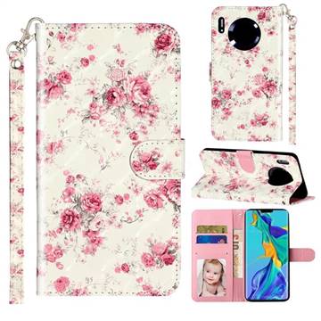 Rambler Rose Flower 3D Leather Phone Holster Wallet Case for Huawei Mate 30