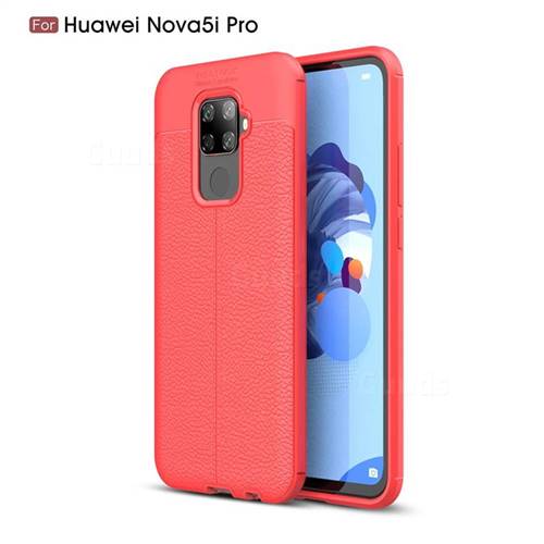 Luxury Auto Focus Litchi Texture Silicone TPU Back Cover for Huawei Mate 30 Lite(Nova 5i Pro) - Red