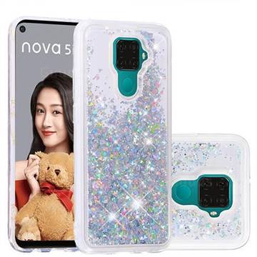Dynamic Liquid Glitter Quicksand Sequins TPU Phone Case for Huawei Mate 30 Lite(Nova 5i Pro) - Silver
