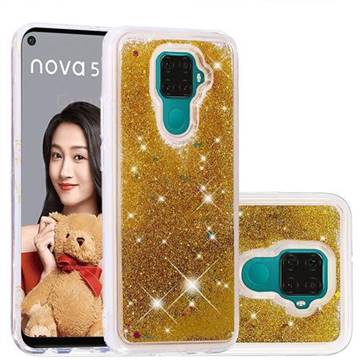 Dynamic Liquid Glitter Quicksand Sequins TPU Phone Case for Huawei Mate 30 Lite(Nova 5i Pro) - Golden