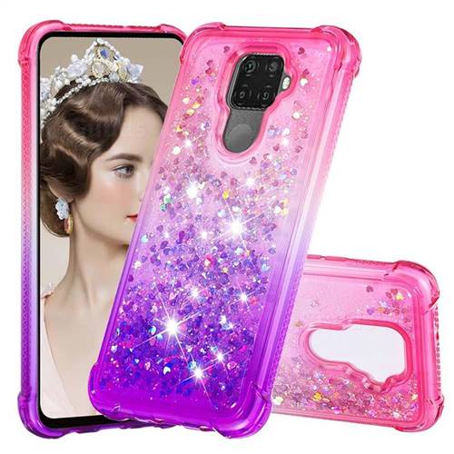 Rainbow Gradient Liquid Glitter Quicksand Sequins Phone Case for Huawei Mate 30 Lite(Nova 5i Pro) - Pink Purple