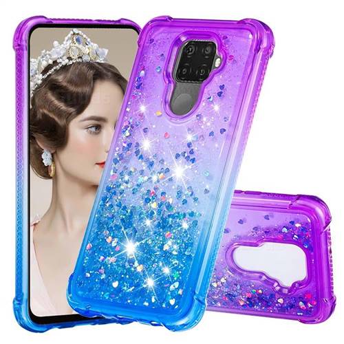 Rainbow Gradient Liquid Glitter Quicksand Sequins Phone Case for Huawei Mate 30 Lite(Nova 5i Pro) - Purple Blue