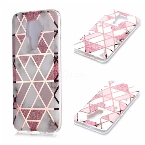 Pink Rhombus Galvanized Rose Gold Marble Phone Back Cover for Huawei Mate 30 Lite(Nova 5i Pro)