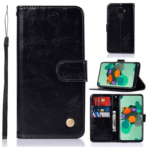 Luxury Retro Leather Wallet Case for Huawei Mate 30 Lite(Nova 5i Pro) - Black