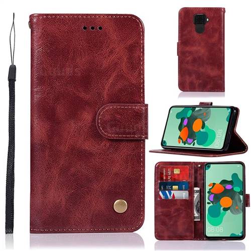 Luxury Retro Leather Wallet Case for Huawei Mate 30 Lite(Nova 5i Pro) - Wine Red