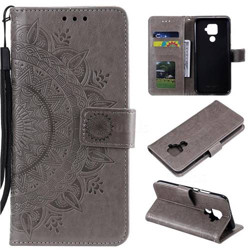 Intricate Embossing Datura Leather Wallet Case for Huawei Mate 30 Lite(Nova 5i Pro) - Gray