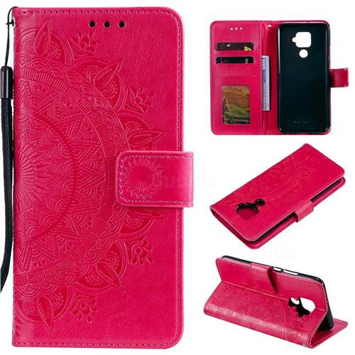Intricate Embossing Datura Leather Wallet Case for Huawei Mate 30 Lite(Nova 5i Pro) - Rose Red