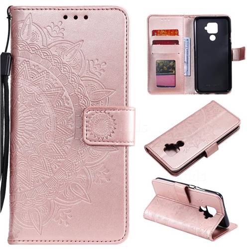 Intricate Embossing Datura Leather Wallet Case for Huawei Mate 30 Lite(Nova 5i Pro) - Rose Gold