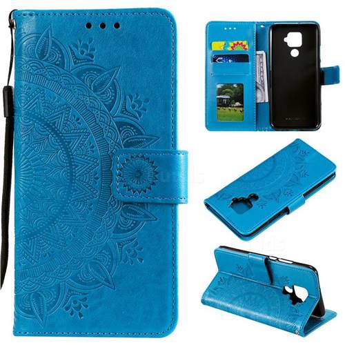 Intricate Embossing Datura Leather Wallet Case for Huawei Mate 30 Lite(Nova 5i Pro) - Blue