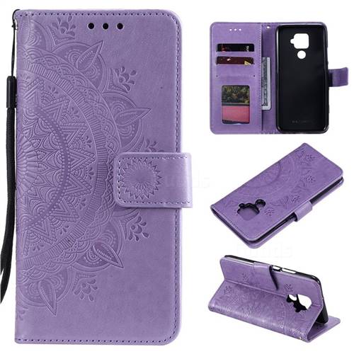 Intricate Embossing Datura Leather Wallet Case for Huawei Mate 30 Lite(Nova 5i Pro) - Purple