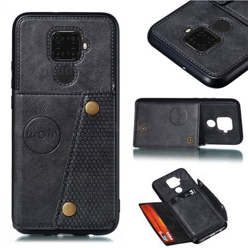 Retro Multifunction Card Slots Stand Leather Coated Phone Back Cover for Huawei Mate 30 Lite(Nova 5i Pro) - Black
