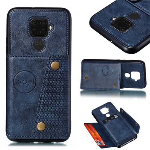 Retro Multifunction Card Slots Stand Leather Coated Phone Back Cover for Huawei Mate 30 Lite(Nova 5i Pro) - Blue
