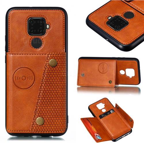Retro Multifunction Card Slots Stand Leather Coated Phone Back Cover for Huawei Mate 30 Lite(Nova 5i Pro) - Brown