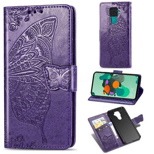 Embossing Mandala Flower Butterfly Leather Wallet Case for Huawei Mate 30 Lite(Nova 5i Pro) - Dark Purple