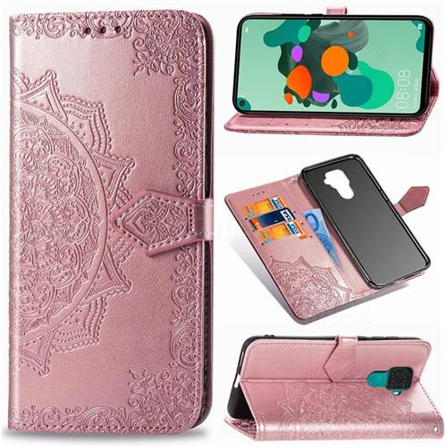 Embossing Imprint Mandala Flower Leather Wallet Case for Huawei Mate 30 Lite(Nova 5i Pro) - Rose Gold