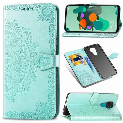 Embossing Imprint Mandala Flower Leather Wallet Case for Huawei Mate 30 Lite(Nova 5i Pro) - Green
