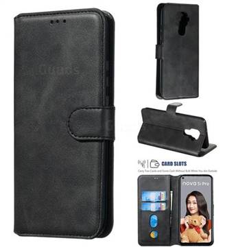 Retro Calf Matte Leather Wallet Phone Case for Huawei Mate 30 Lite(Nova 5i Pro) - Black