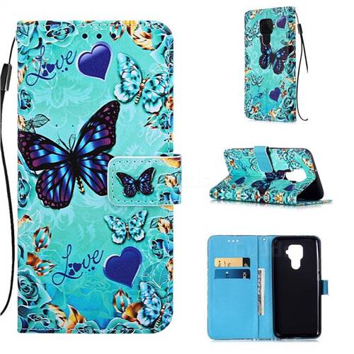 Love Butterfly Matte Leather Wallet Phone Case for Huawei Mate 30 Lite(Nova 5i Pro)