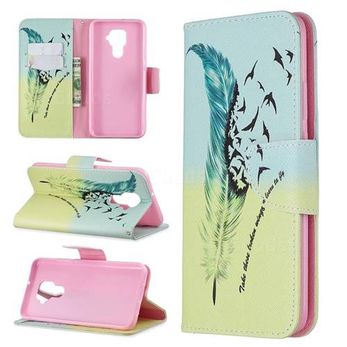 Feather Bird Leather Wallet Case for Huawei Mate 30 Lite(Nova 5i Pro)