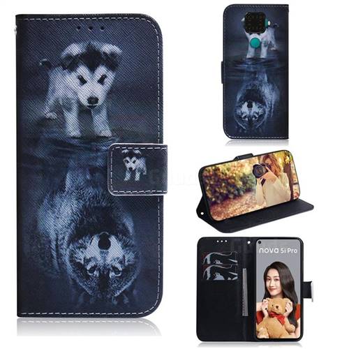 Wolf and Dog PU Leather Wallet Case for Huawei Mate 30 Lite(Nova 5i Pro)