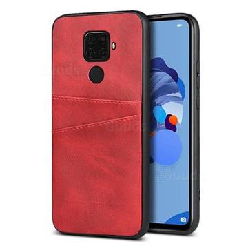 Simple Calf Card Slots Mobile Phone Back Cover for Huawei Mate 30 Lite(Nova 5i Pro) - Red