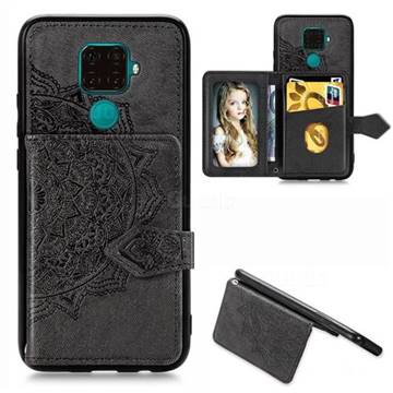Mandala Flower Cloth Multifunction Stand Card Leather Phone Case for Huawei Mate 30 Lite(Nova 5i Pro) - Black