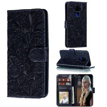 Intricate Embossing Lace Jasmine Flower Leather Wallet Case for Huawei Mate 30 Lite(Nova 5i Pro) - Dark Blue