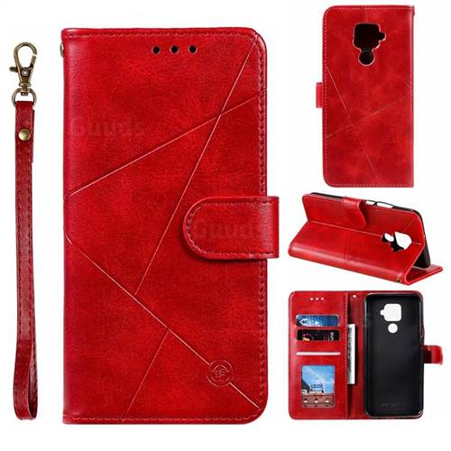 Embossing Geometric Leather Wallet Case for Huawei Mate 30 Lite(Nova 5i Pro) - Red