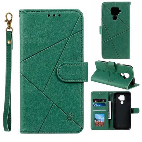 Embossing Geometric Leather Wallet Case for Huawei Mate 30 Lite(Nova 5i Pro) - Green