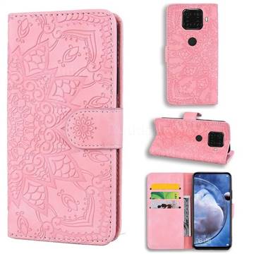 Retro Embossing Mandala Flower Leather Wallet Case for Huawei Mate 30 Lite(Nova 5i Pro) - Pink