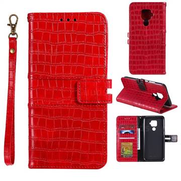 Luxury Crocodile Magnetic Leather Wallet Phone Case for Huawei Mate 30 Lite(Nova 5i Pro) - Red