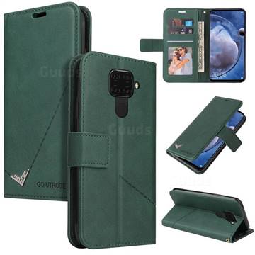 GQ.UTROBE Right Angle Silver Pendant Leather Wallet Phone Case for Huawei Mate 30 Lite(Nova 5i Pro) - Green