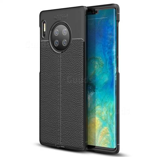 Luxury Auto Focus Litchi Texture Silicone TPU Back Cover for Huawei Mate 30 Pro - Black