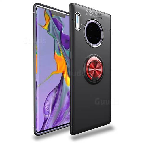 Auto Focus Invisible Ring Holder Soft Phone Case for Huawei Mate 30 Pro - Black Red
