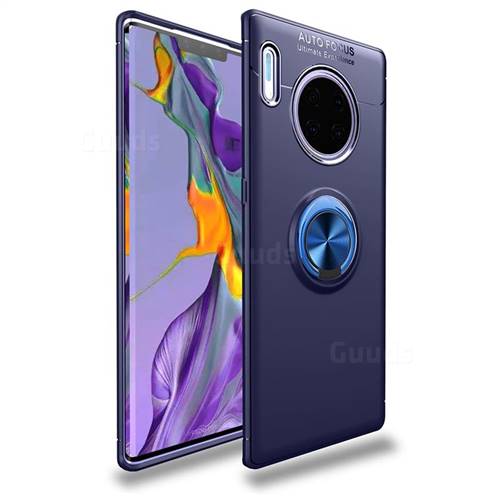 Auto Focus Invisible Ring Holder Soft Phone Case for Huawei Mate 30 Pro - Blue
