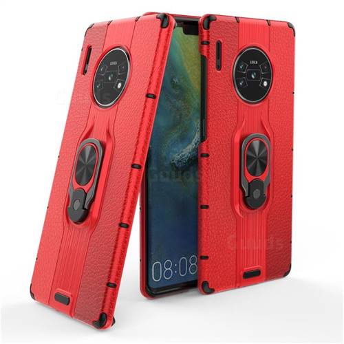 Alita Battle Angel Armor Metal Ring Grip Shockproof Dual Layer Rugged Hard Cover for Huawei Mate 30 Pro - Red