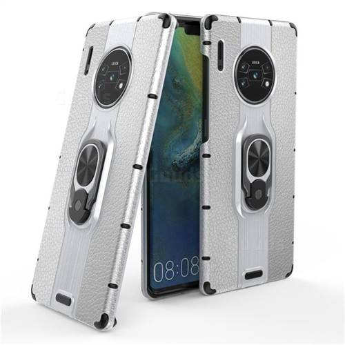 Alita Battle Angel Armor Metal Ring Grip Shockproof Dual Layer Rugged Hard Cover for Huawei Mate 30 Pro - Silver