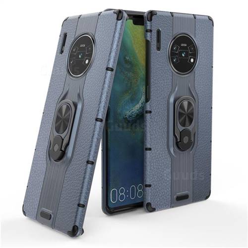 Alita Battle Angel Armor Metal Ring Grip Shockproof Dual Layer Rugged Hard Cover for Huawei Mate 30 Pro - Blue