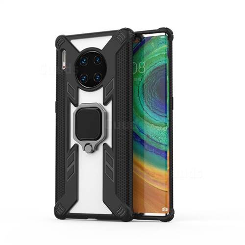 Predator Armor Metal Ring Grip Shockproof Dual Layer Rugged Hard Cover for Huawei Mate 30 Pro - Black