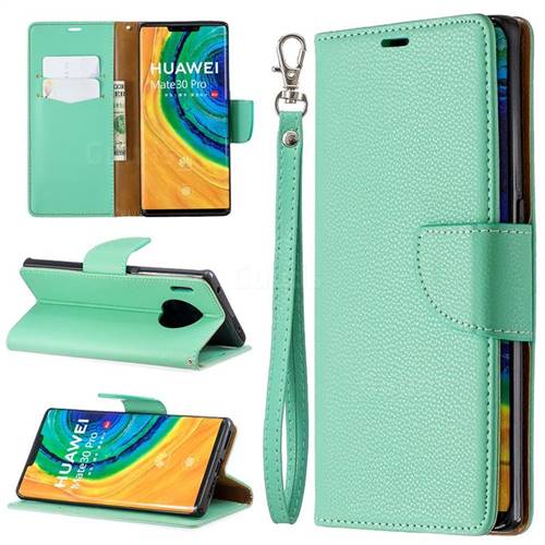 Classic Luxury Litchi Leather Phone Wallet Case for Huawei Mate 30 Pro - Green