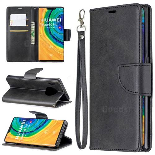 Classic Sheepskin PU Leather Phone Wallet Case for Huawei Mate 30 Pro - Black