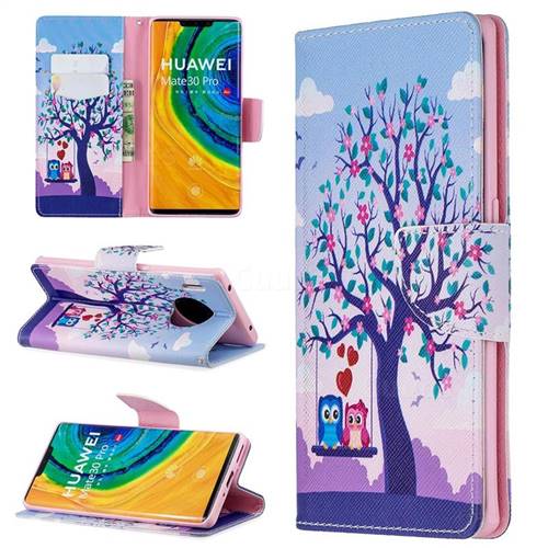 Tree and Owls Leather Wallet Case for Huawei Mate 30 Pro