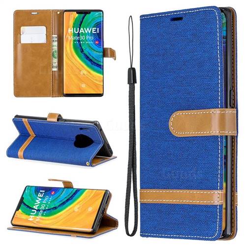 Jeans Cowboy Denim Leather Wallet Case for Huawei Mate 30 Pro - Sapphire